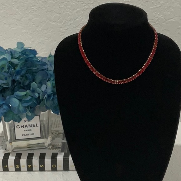 NWT Red Choker Tennis Necklace - Picture 2 of 3